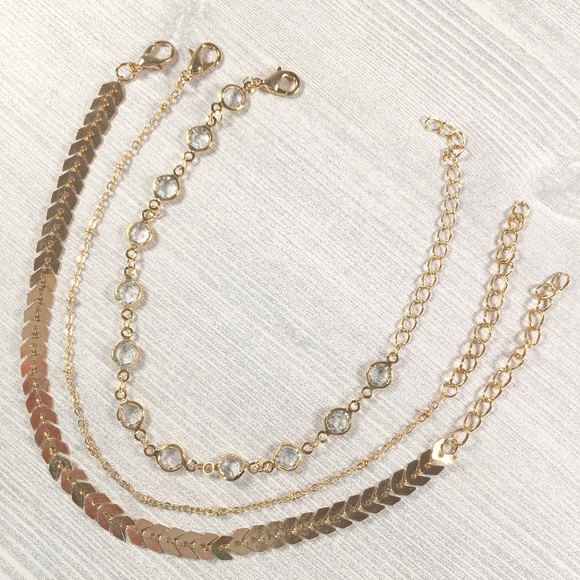 Crystal Chevron Anklet Set (3 pc.) - Picture 5 of 5